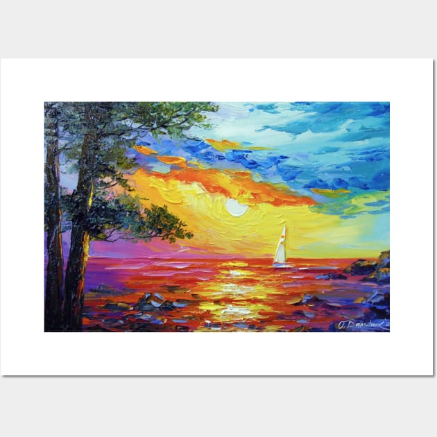 Sailboat at sunset Wall Art by OLHADARCHUKART